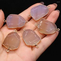 Charms White Agate Irregular Shaped Jewellery Connector Pendant Natural Semi Wrapped Stone Making DIY Accessories Necklac