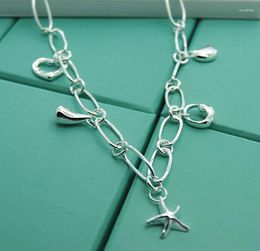 Chains 925 Silver Necklace Paper Clip Hanging Multi-Treasure Pendant For Woman Charm Jewellery Gift