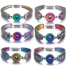 Charm Bracelets 2023 Snap Button Jewellery Bracelet Vintage Colourful Magnetic Metal 20mm 18mm Bangle Buttons For Women