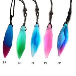 Pendant Necklaces E0BE Creative-Polygon Aurora-Pendant Necklace Fashion Handmade Resin Rope Chain Frosted Drop Clavicle Women Jewelry