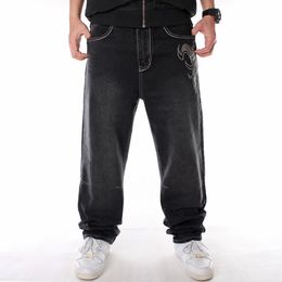 Men's Pants Man Loose Baggy Jeans Hiphop Skateboard Denim Street Dance Hip Hop Rap Male Black Trouses Chinese Size 30 230821