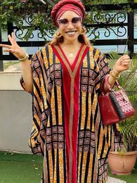 Ethnic Clothing African Dresses For Women Muslim Vneck Maxi Femme Robe Nigerian Traditional Clothes Summer Fashion Abayas Dubai Boubou 230821