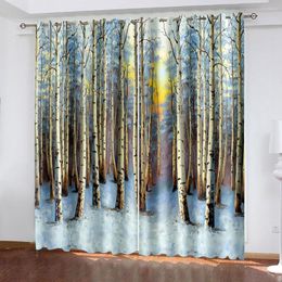 Curtain Luxury Blackout 3D Curtains For Living Room Forest The Bedroom Kitchen Modern Window