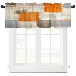 Curtain Oil Painting Abstract Geometric Orange Short Curtains Kitchen Cafe Wine Cabinet Door Window Small Home Decor Drapes