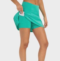 2023New LU-331 Quick-drying Pleated Tennis Skirt Built-in side Pocket Anti-light Yoga Shorts for Women Underwear Gym Clothes Original