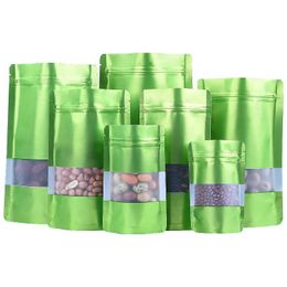 Storage Bags 9 Size Green Stand Up Aluminium Foil Bag With Clear Window Plastic Pouch Zipper Reclosable Food Packaging Lx2693 Drop Del Dheim