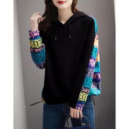 Women's Hoodies Sweatshirts Women Loose Long Sleeve Shirts Letter Print O-neck Drop-shoulder Pullovers A208