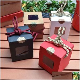 Gift Wrap Creative Design Kraft Paper Box With Clear Window Honey Jam Tea Brown Sugar Candy Rope Lx0232 Drop Delivery Home Garden Fest Dhdpa