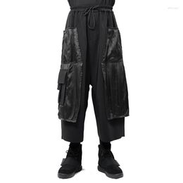 Men's Pants 2023 Men Clothing Fashion Stitching Deconstructing Pleated Multi Fabric Satin Wide Leg Skirt Plus Size Costumes 27-46