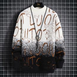 Men's Sweaters Harajuku Sweater Men's Y2K Knitted Letter Printing Sweater Men's Wool Pullover Men's Retro Knitted Color Block Tops 230822