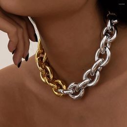 Chains Vintage Thick Edge Cuban Gothic Necklace Women CCB Neck Collar Bone Gold Colour Stubby Chain Necklaces Charm Party Jewellery