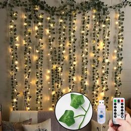 Faux Floral Greenery 12pcs Room Decor Aesthetic Artificial Plants LED Ivy Garland Fake Leaf Vines Hanging For Home Living Decoration Bedroom 230822