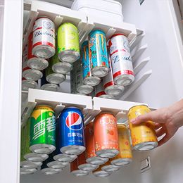 Food Storage Organisation Sets Beer Soda Can Storage Rack Refrigerator Slide Under Shelf For Soda Can Beverage Organiser Kitchen Double-row Container Fridge 230821