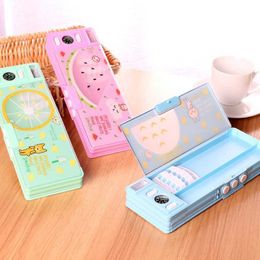 Learning Toys Multifunction Pencil Box Case With Coded Lock Magnetic Closu Two Side Holder Pencil Case Kids Boy Girl Gift School Stationery