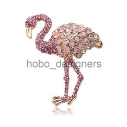 Cute Crystal Flamingo Brooches Unisex Women and Men Brooch Pin Bird Animal Pink Opal Brooches Fashion Dress Coat Accessories x0822