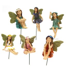 Decorative Objects Figurines Mini Fairy Figurines Elf Set Resin Crafts Garden Miniatures Micro Landscape Angel Statue DIY Ornament Decoration Home Craft 230821