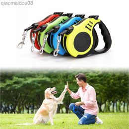 Dog Collars Leashes 3/5M Durable Leash Automatic Retractable Leashes Nylon Cat Lead Extending Puppy Walk and Run Lead Roulette For Dogs Accessories HKD230822