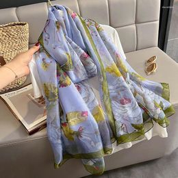 Scarves Women Silk Scarf Summer Thin Pashmina Shawls Hijab Wraps Foulard Bufands Female Beach Stoles