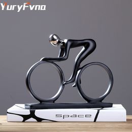 Decorative Objects YuryFvna Bicycle Statue Champion Cyclist Sculpture Figurine Modern Abstract Art Athlete Home Decor Room Decoration Ornaments 230822