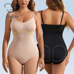 Waist Tummy Shaper Flarixa Seamless Bodyshaper Women Bodysuit Open Crotch Shapewear Postpartum Control Slimming Underwear Jumpsuit 230821