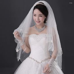 Bridal Veils Layer 2 Ivory White Beading Vail Wedding Accessories Elbow Length Veil With Comb