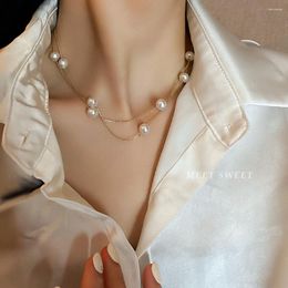 Choker Korean Double Layered Pearl Chocker Collar Chain 2023 Personalised Design High Sense Necklace As A Gift For Girlfriend