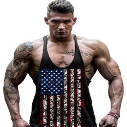 Unit States Flag Underwaist Sport Bodybuilding Underwaist Men Tank Tops Fashion Clothes Black Grey Drop Ship 220177238q