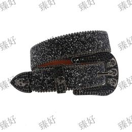 Belt for Men and Women, Skull Head, High-end Gun Color, Glass, Rhinestone, Alloy Needle Buckle, Glittering Silver, Street Personality,