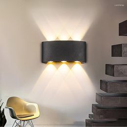 Wall Lamps Outdoor Black Lamp Aluminum Indoor Courtyard Cover Bedside Living Room Staircase Aisle Downlight Lighting Fixture