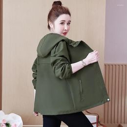 Women's Trench Coats Double-Layer Lining Women Chic Coat 2023 Spring Autumn Hooded Base Loose Windbreaker Casual Outerwear Female