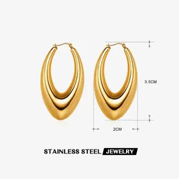 Hoop Earrings MORSE CODE Stainless Steel Geometric Jewellery For Women Trendy Metal Texture 18 K Gold Plated Accessories