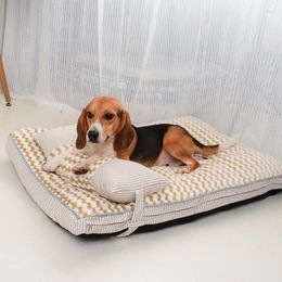 Kennels Dog Bed Mat Soft Removable Washable Kennel Cover Sofa With Pillow Four Seasons General For Small Medium Large Pet Cats Supplies