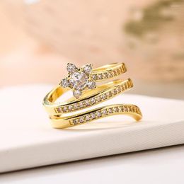 Cluster Rings Mafisar 2023 Fashion Gold Colour Copper Jewellery CZ Zircon Inlay Geometric Open For Women Girl Birthday Gift