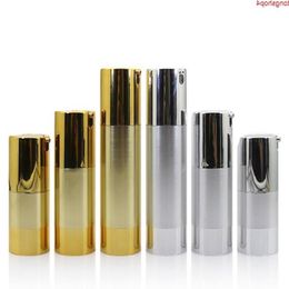 15/30ml Gold Wire-drawing Empty Cosmetic Airless Bottle Portable Refillable Pump Dispenser For Travel Lotion 100pcs SN137goods Xqhab