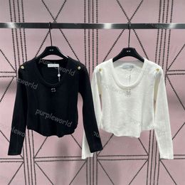 Womens Knitwear U Neck Solid Colour Sweater Rhinestone Letter Knitted Long Sleeve Top Casual Slim Fit Sweater
