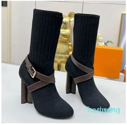 Woman Flower-shaped Heel Booties High Heeled Socks Sneaker Rubber Sole