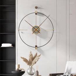 Wall Clocks Nordic Modern Large Clock Living Room Design Unusual Timer Silent Black Round Reloj Pared Grande Home Decor HY50