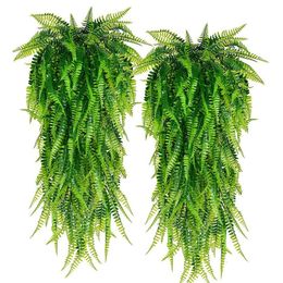 Faux Floral Greenery Artificial Plants Vine Persian Fern Leaves Home Room Decoration Grass Garland Wall Hanging Fake Plant Leaf Wedding Party Decor 230822