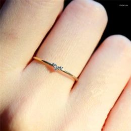 Cluster Rings Slim Love Heart Ring For Women Girls Delicate Light Yellow Gold Colour Zircon Birthday Gift Jewellery Finger Dainty KAR173