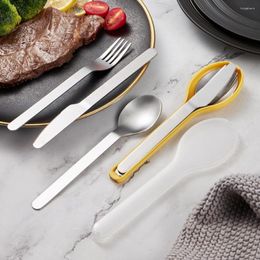 Dinnerware Sets 1 Set Cutlery Non-slip Stainless Steel Long Handle Spoon Fork Cutter Tableware For Camping