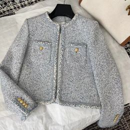 Men s Hoodies Sweatshirts Spring and Autumn French Wool Tweed Cropped Cardigan Jacket Women s Tops 230822