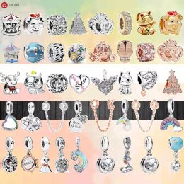 925 silver beads charms fit pandora charm 925 Bracelet Colour Lucky Cat Blue Planet Rainbow charms set Pendant DIY Fine Beads Jewellery