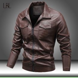 Men's Jackets Spring Autumn Men's Motorcycle Leather Jacket High Quality Fashion Causal Vintage Coat Turndown Collar Men Jacket 230821