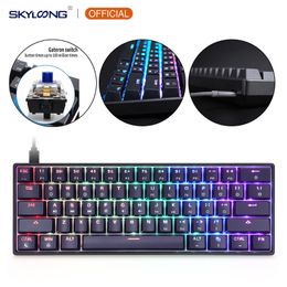 Keyboards GK61 SK61 61 Key Mechanical Keyboard USB Wired LED Backlit Axis Gaming Gateron Optical Switches For Desktop 230821