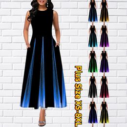 Casual Dresses 2023 Summer Daily Street Fashion Sleeveless Skirt Crewneck Design Printed Dress Slim SkirtWomen's Vintage Knee-length
