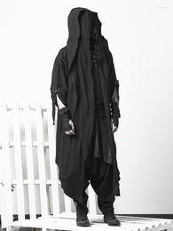 Men's Trench Coats Cloak Coat Thin Hooded Personality Original Menswear Trend Gothic Over-the-Knee Robe