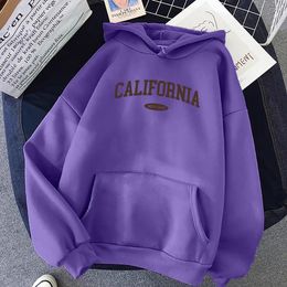 Womens Hoodies Sweatshirts California West Printing Hoody Loose Vintage Sweatshirt Casual Pocket Pullovers Autumn Fleece Female Clothing 230821