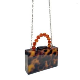Evening Bags For Women Acrylic Chain Pearl Handheld Box Bag Single Shoulder Crossbody Small Square Purses And Handbags