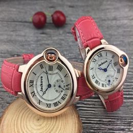 TOP Fashion Women Quartz Man Leather watch Japan Movement rose gold Wristwatches Waterproof Brand male clock Items257T