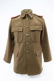 Men's Jackets Self Made Military Style Khaki Wool Coat